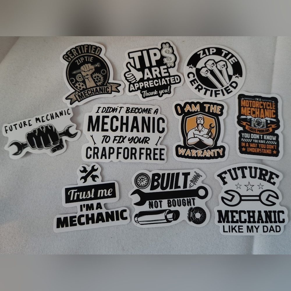 🔧Mechanic Funny Stickers Bundle Of 10